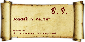 Bogdán Valter névjegykártya