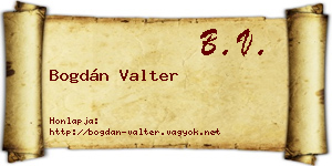 Bogdán Valter névjegykártya